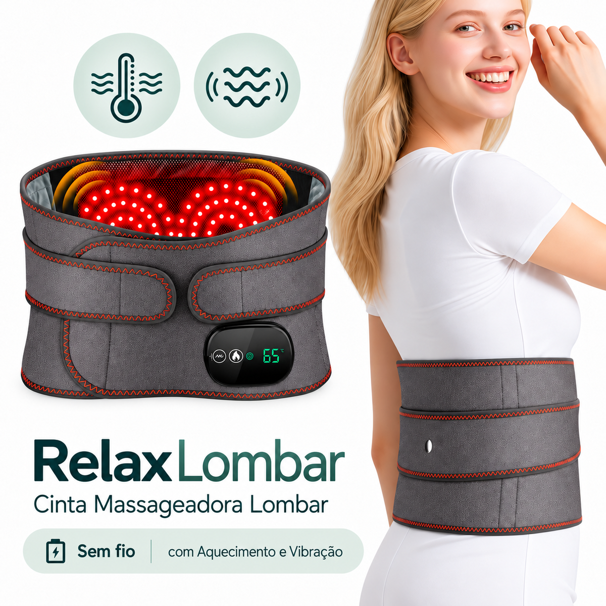 RelaxLombar – Cinta Massageadora Lombar com Aquecimento e Vibração