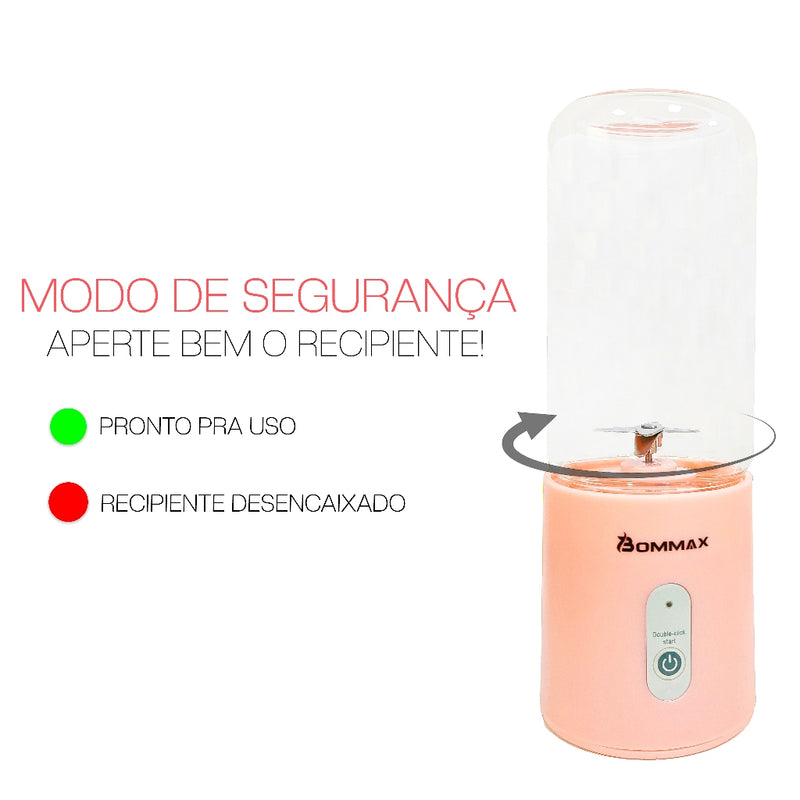 Mini Liquidificador Portátil + Copo de Vidro