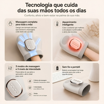 LeveComfort - Massageador de Mãos com Aquecimento e Compressão