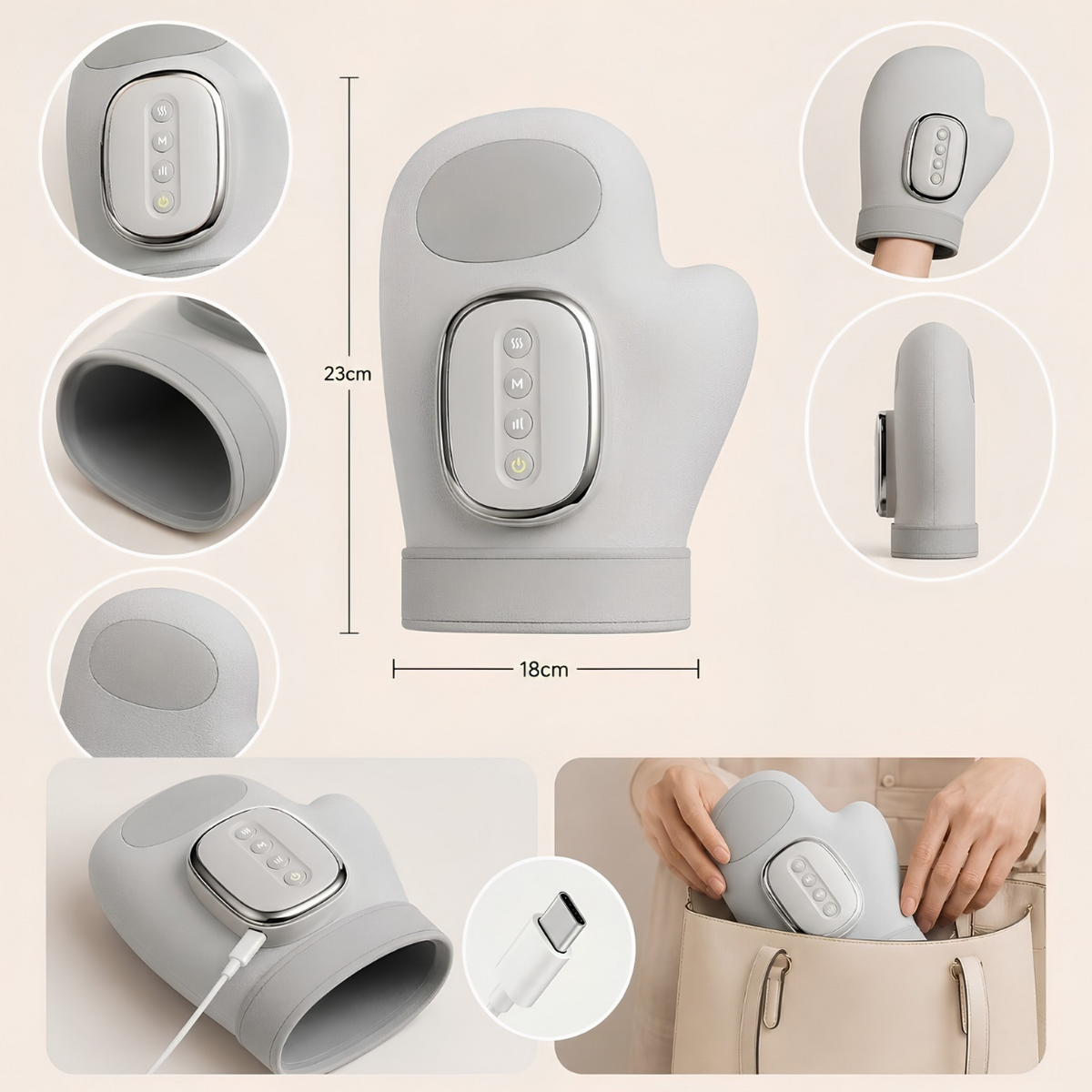LeveComfort - Massageador de Mãos com Aquecimento e Compressão